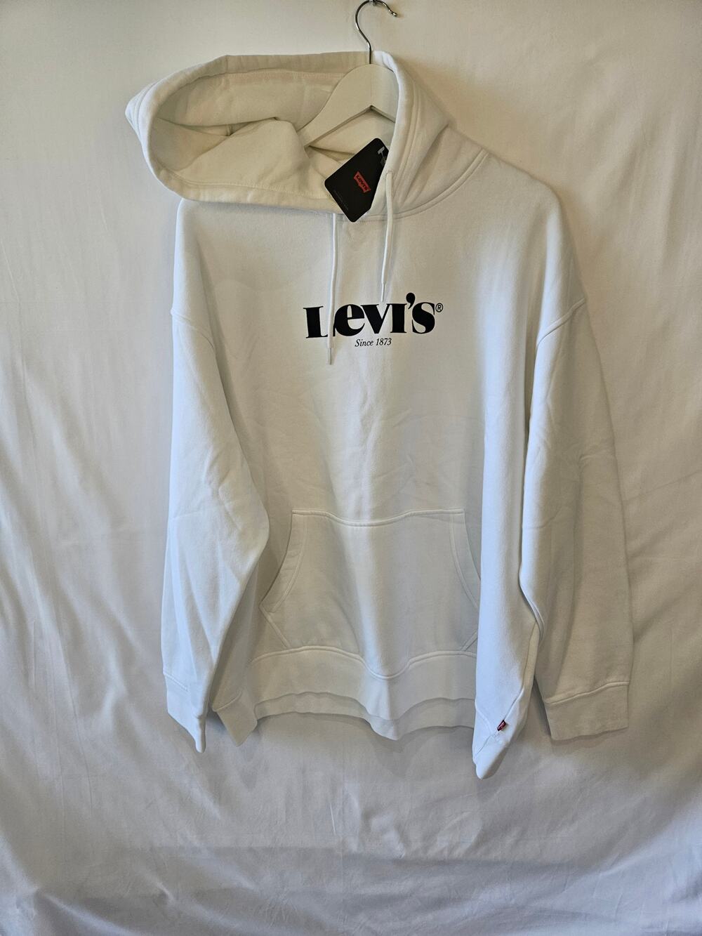 Levi's [Smudge] Hoodie White Minimal Sweatshirt Relaxed XL
